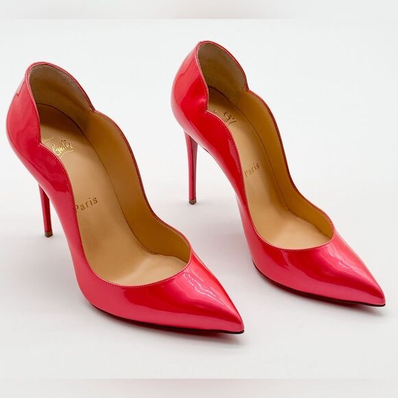 Christian Louboutin Hot Chick 100 mm Patent Fluo Metal Florida Pink Heel Pump 37 - Picture 10 of 12